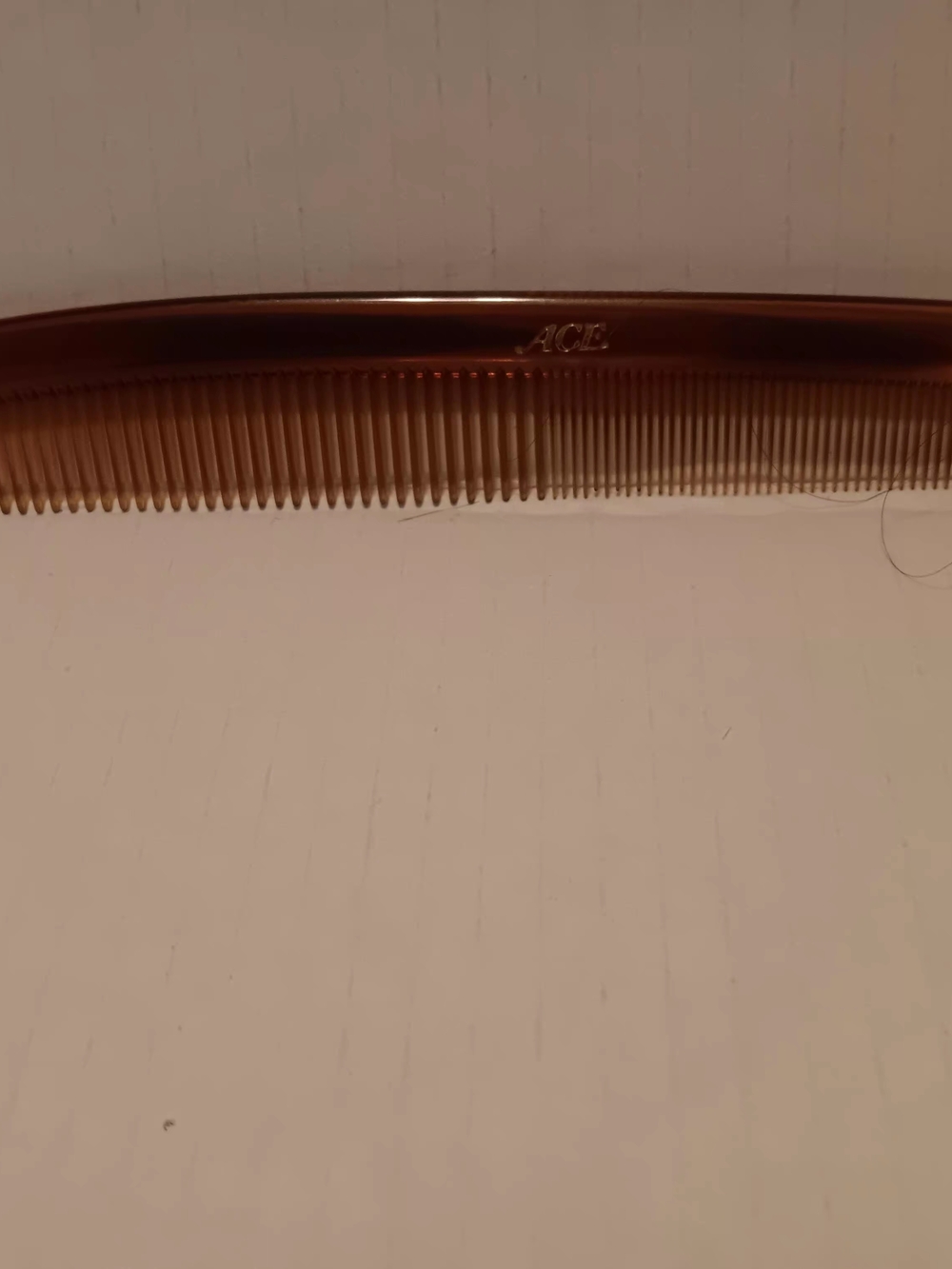 Vintage ACE Hair Plastic Comb Brown Used Clean Standard